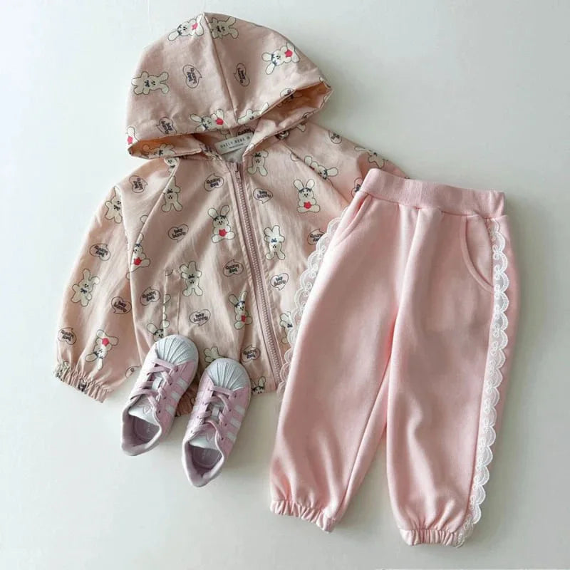 -キッズアウター アニマルハートプリントフーディウィンドブレーカージャケット ジャンパー 3カラー【mh0007012】 - mamahalo shop - ショートコート・ジャケット・ジャンパー -  べビー服 - 子供服 - 男の子 - 女の子