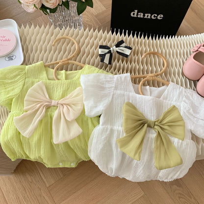 -ベビーロンパース 半袖リボンボディスーツ 2カラー【mh0005061】 - mamahalo shop - 半袖ロンパース -  べビー服 - 子供服 - 男の子 - 女の子