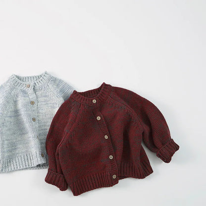 -キッズカーディガン シンプルベーシックルーズニットジャケット 2カラー【mh0007103】 - mamahalo shop - カーディガン・パーカー -  べビー服 - 子供服 - 男の子 - 女の子