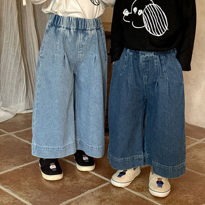 -キッズパンツ ソフトデニムルーズワイドバギーパンツ 2カラー【mh0006690】 - mamahalo shop - デニムパンツ -  べビー服 - 子供服 - 男の子 - 女の子