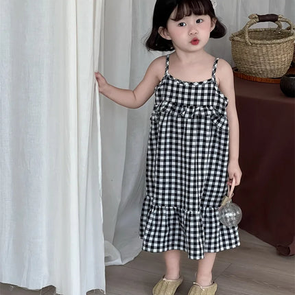 キッズワンピース チェックフリルキャミソールワンピース - mamahalo shop - ノースリーブワンピース -  べビー服 - 子供服 - 男の子 - 女の子