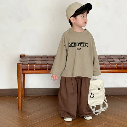 キッズトップス レターロゴプリント長袖Tシャツ - mamahalo shop - 長袖Tシャツ -  べビー服 - 子供服 - 男の子 - 女の子