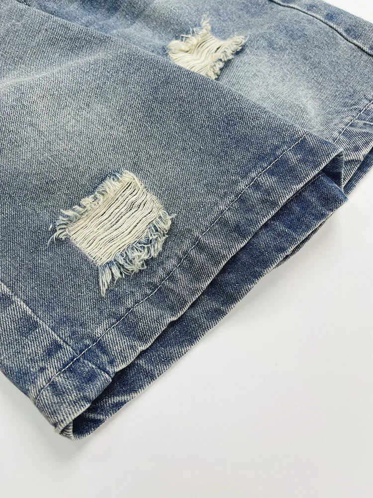 -キッズパンツ デニム ダメージ加工 ハーフパンツ ショートパンツ - mamahalo shop - ハーフパンツ・ショートパンツ -  べビー服 - 子供服 - 男の子 - 女の子