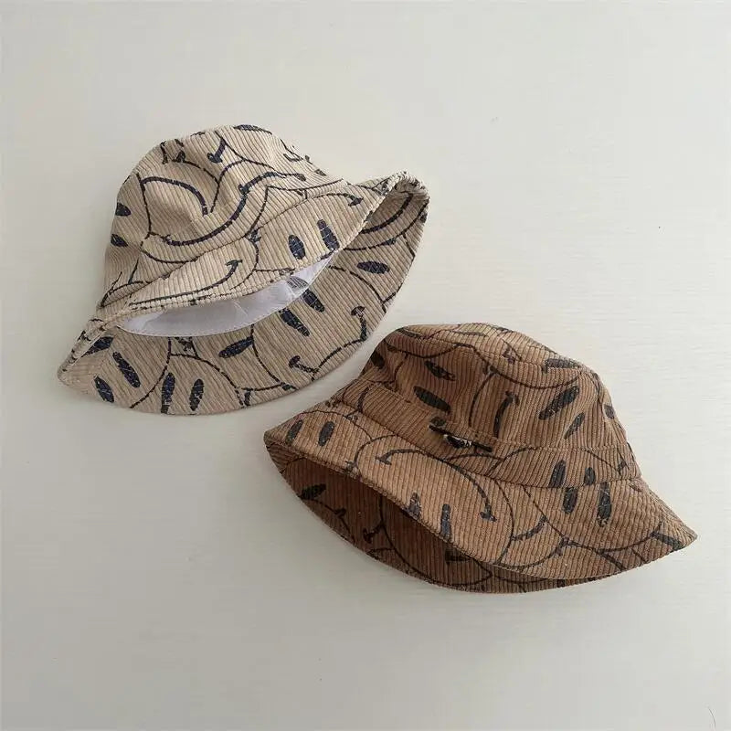 -キッズ帽子 バケットハット バケハ スマイルプリント 4カラー【mh0005922】 - mamahalo shop - ベビー用帽子 -  べビー服 - 子供服 - 男の子 - 女の子