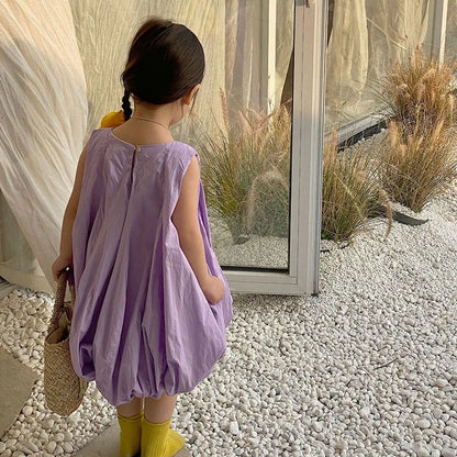 -キッズワンピース ノースリーブバルーンワンピース 4カラー【mh0005761】 - mamahalo shop - ノースリーブワンピース -  べビー服 - 子供服 - 男の子 - 女の子