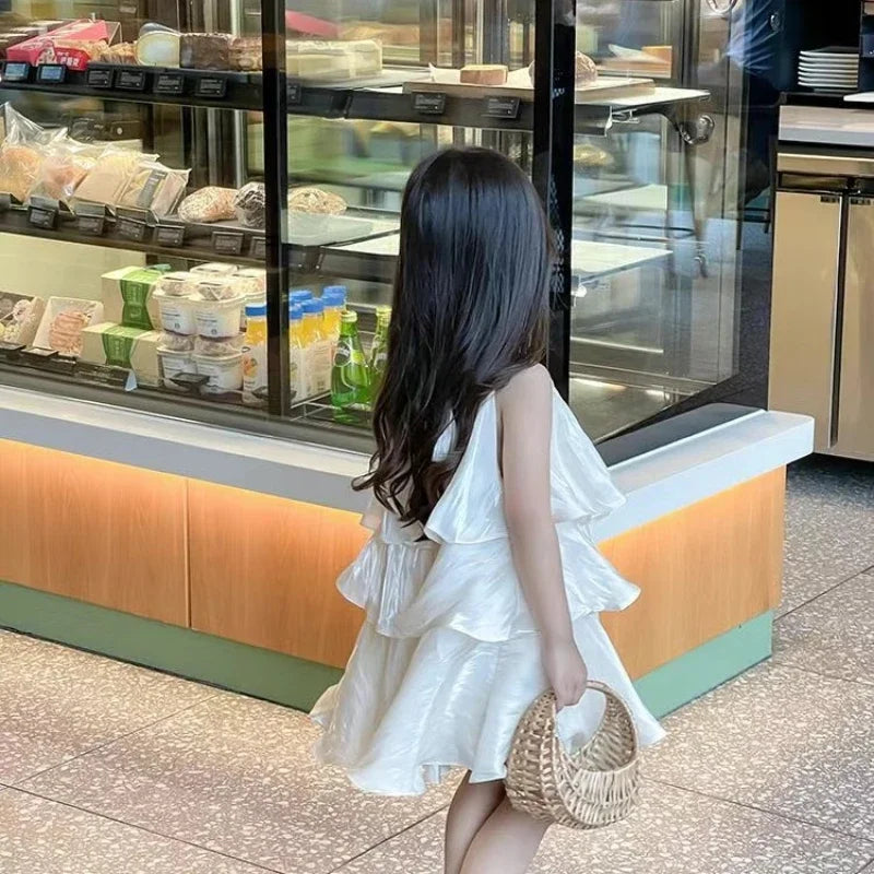 -キッズワンピース キャミソール ティアードワンピース ケーキスカートサマードレス アプリコット【mh0005958】 - mamahalo shop - ノースリーブワンピース -  べビー服 - 子供服 - 男の子 - 女の子