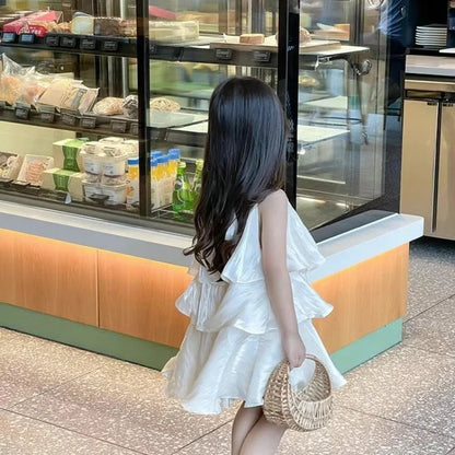 -キッズワンピース キャミソール ティアードワンピース ケーキスカートサマードレス アプリコット【mh0005958】 - mamahalo shop - ノースリーブワンピース -  べビー服 - 子供服 - 男の子 - 女の子