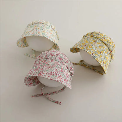 -ベビー帽子 つば広ボンネット サマーハット フラワー花柄プリント【mh0004989】 - mamahalo shop - ベビー用帽子 -  べビー服 - 子供服 - 男の子 - 女の子