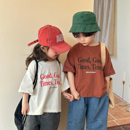 キッズトップス 半袖Tシャツ レターロゴプリント 2カラー - mamahalo shop - 半袖Tシャツ - ベビー服 - 子供服 - 男の子 - 女の子