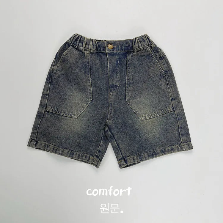 -キッズパンツ デニム ショートパンツ 2カラー【mh0005007】 - mamahalo shop - ハーフパンツ・ショートパンツ -  べビー服 - 子供服 - 男の子 - 女の子