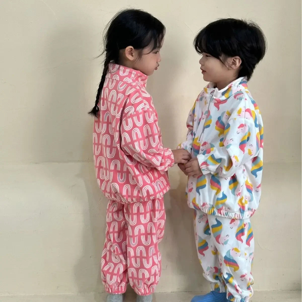 -キッズセットアップ 2点セット ハーフジップトップス ロングパンツ フリースセットアップ - mamahalo shop - 長袖セットアップ -  べビー服 - 子供服 - 男の子 - 女の子