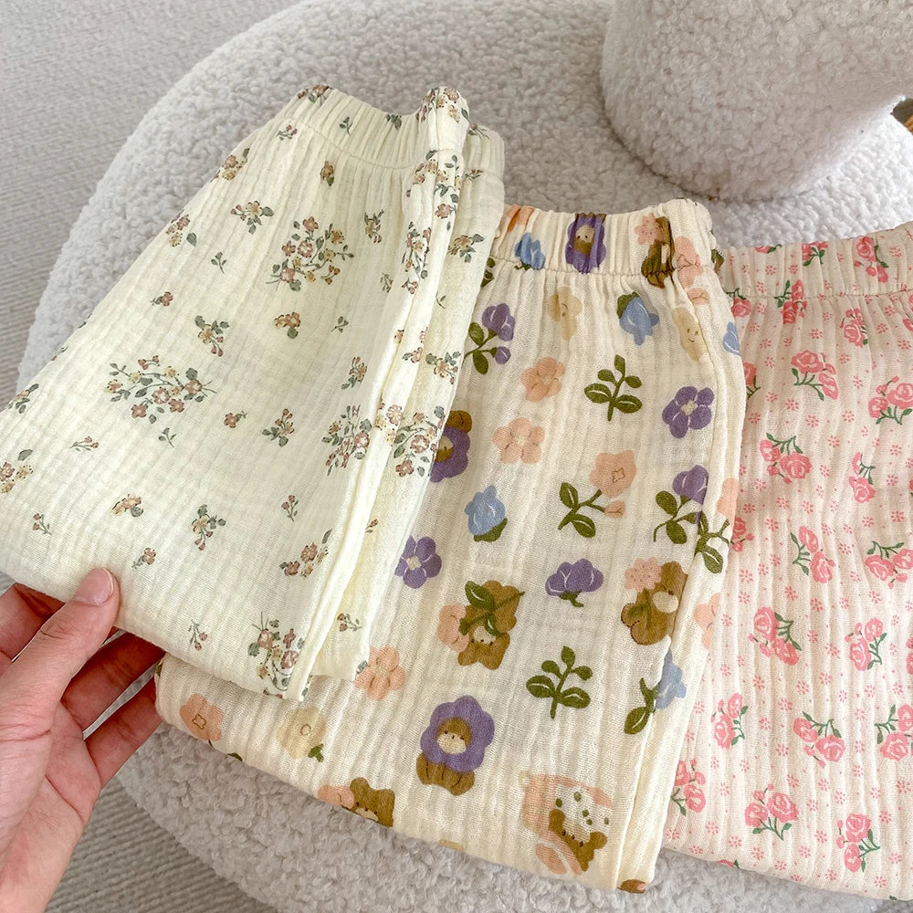 -ベビーパンツ サマールーズロングパンツ フラワー花柄プリント 3カラー【mh0006093】 - mamahalo shop - ロングパンツ・スウェットパンツ -  べビー服 - 子供服 - 男の子 - 女の子