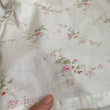 -キッズ フラワー 小花柄 無地 ラッフルフリル ノースリーブ ブラウス トップス アプリコットベージュ ホワイト ガールズ - mamahalo shop - タンクトップ・キャミソール・ノースリーブトップス -  べビー服 - 子供服 - 男の子 - 女の子