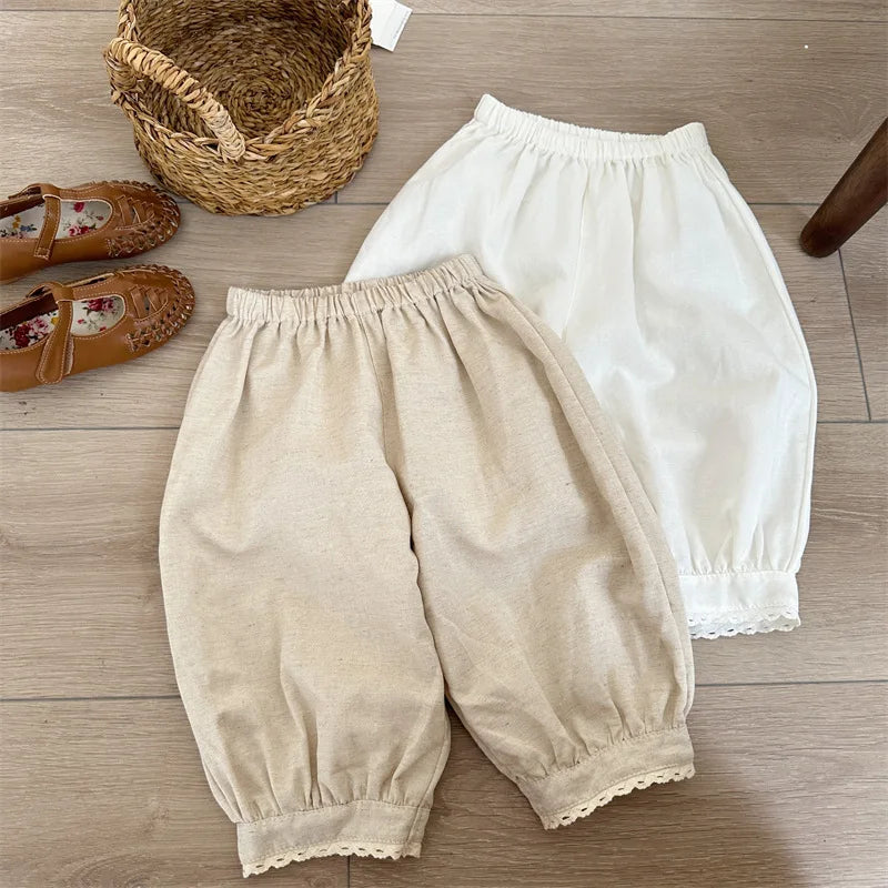 -キッズパンツ クロップドパンツ レース 2カラー【mh0005310】 - mamahalo shop - ロングパンツ・スウェットパンツ -  べビー服 - 子供服 - 男の子 - 女の子