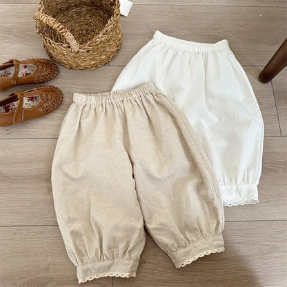 -キッズパンツ クロップドパンツ レース 2カラー【mh0005310】 - mamahalo shop - ロングパンツ・スウェットパンツ -  べビー服 - 子供服 - 男の子 - 女の子