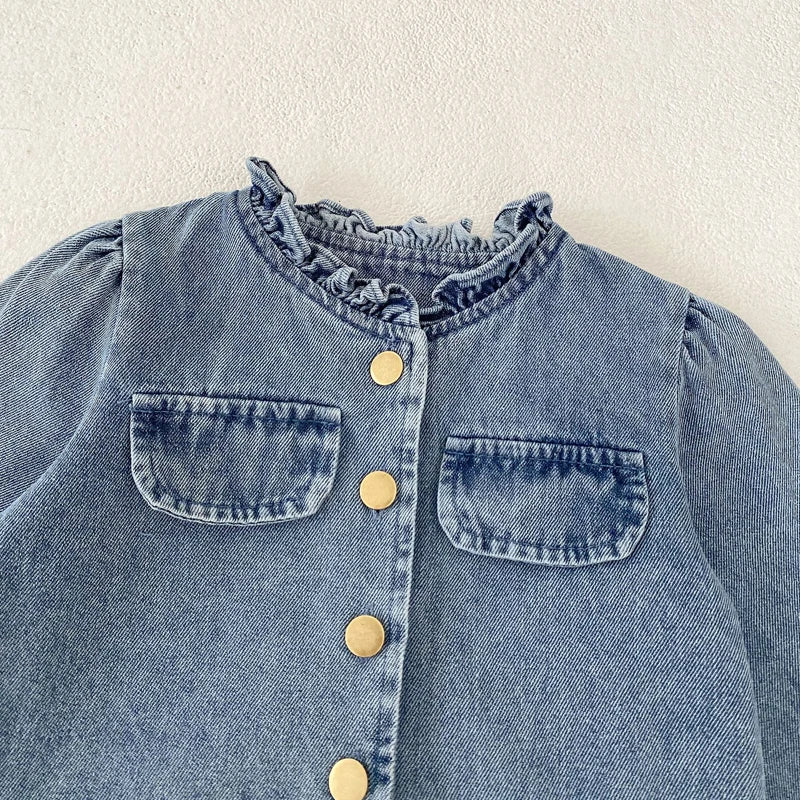 -ベビーキッズアウター フリルデニムジャケットコート【mh0007036】 - mamahalo shop - ショートコート・ジャケット・ジャンパー -  べビー服 - 子供服 - 男の子 - 女の子