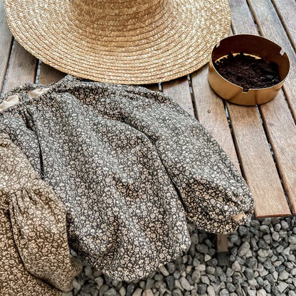 -キッズ フラワー 長袖 パフスリーブ ブラウス スモック - mamahalo shop - 長袖シャツ・ブラウス -  べビー服 - 子供服 - 男の子 - 女の子