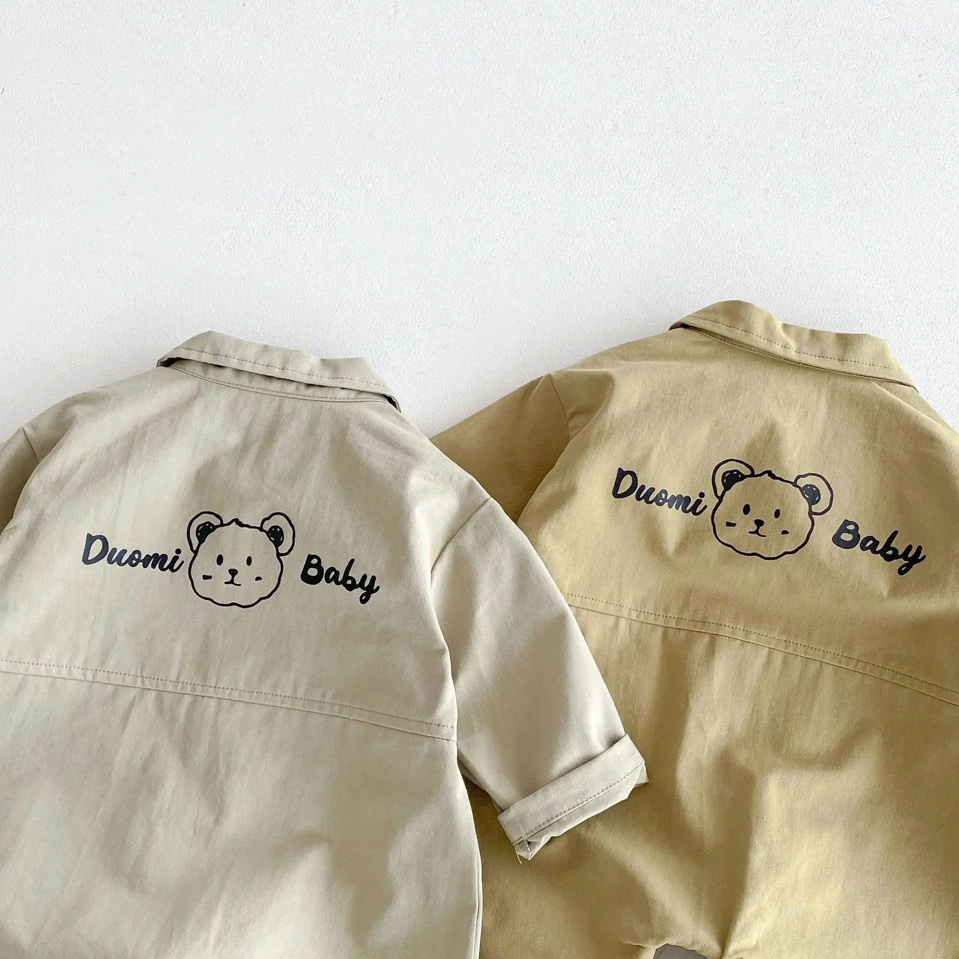 -ベビージャンプスーツ バックプリント長袖シャツつなぎ 2カラー - mamahalo shop - 長袖ジャンプスーツ -  べビー服 - 子供服 - 男の子 - 女の子