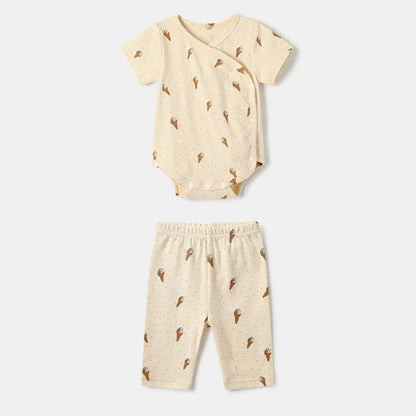 -ベビーロンパース/パンツ 半袖肌着  ボディシャツ アイスクリームプリント柄【mh0005532】 - mamahalo shop - 半袖ロンパース -  べビー服 - 子供服 - 男の子 - 女の子