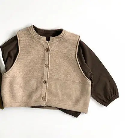 -キッズベスト シンプルベーシックチョッキベスト 2カラー【mh0007005】 - mamahalo shop - ベスト -  べビー服 - 子供服 - 男の子 - 女の子