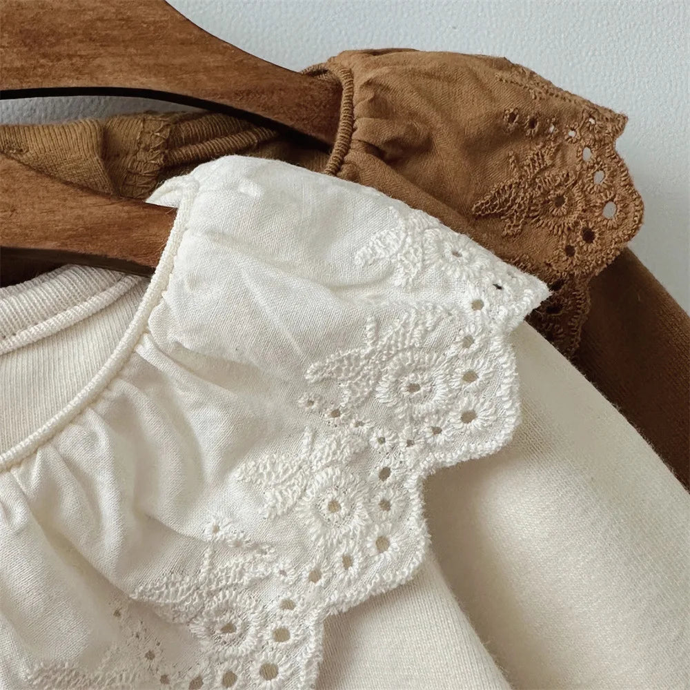 -ベビートップス 長袖Tシャツ フリルレース襟 2カラー【mh0006390】 - mamahalo shop - 長袖Tシャツ -  べビー服 - 子供服 - 男の子 - 女の子