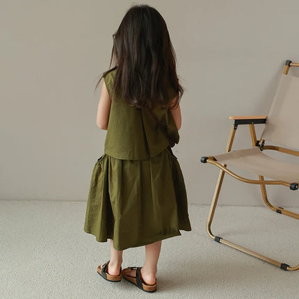 ☺︎ キッズセットアップ 2点セット ノースリーブブラウス+スカート - mamahalo shop - ノースリーブセットアップ -  べビー服 - 子供服 - 男の子 - 女の子