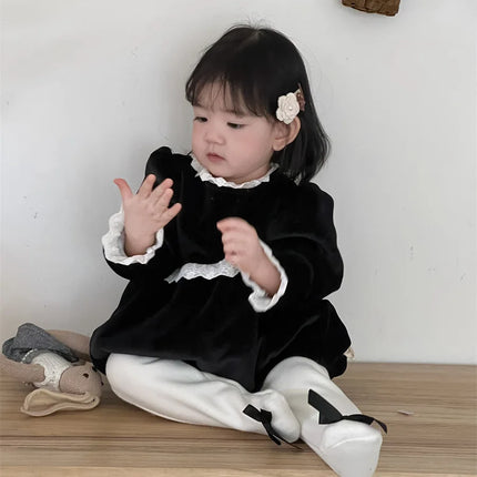 ベビーロンパース レースフリルフリース長袖ボディスーツ - mamahalo shop - 長袖ロンパース -  べビー服 - 子供服 - 男の子 - 女の子