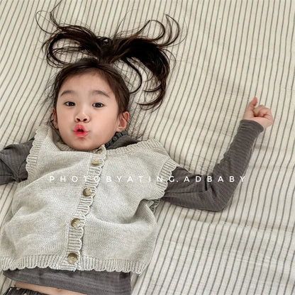 -キッズベスト ニットノースリーブトップス 2カラー - mamahalo shop - ベスト -  べビー服 - 子供服 - 男の子 - 女の子