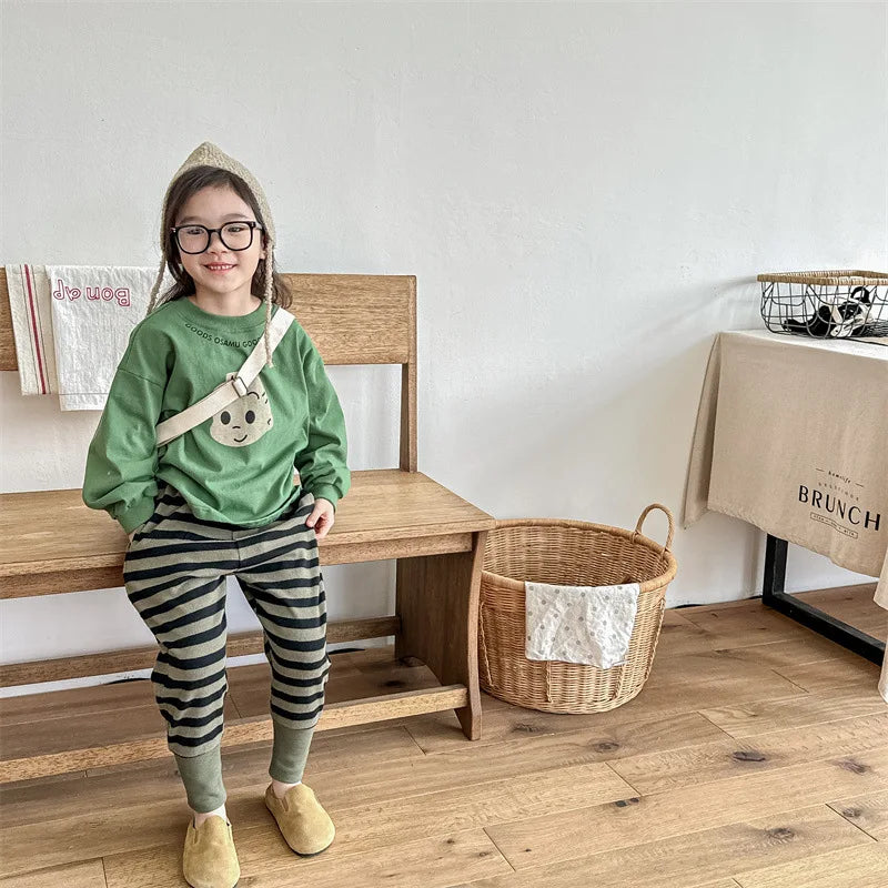 -キッズパンツ ボーダー スウェットパンツ ジョガーパンツ 2カラー【mh0004837】 - mamahalo shop - ロングパンツ・スウェットパンツ -  べビー服 - 子供服 - 男の子 - 女の子