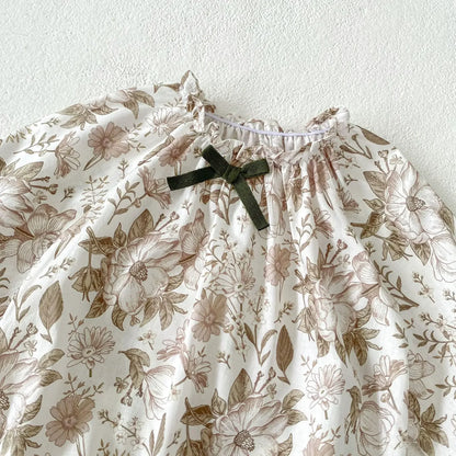 -ベビーロンパース ボタニカルフラワープリント長袖ボディスーツ【mh0007098】 - mamahalo shop - 長袖ロンパース -  べビー服 - 子供服 - 男の子 - 女の子