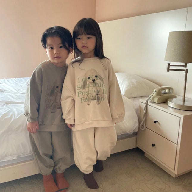 ベビートップス ぬいぐるみプリント長袖スウェットシャツ - mamahalo shop - 長袖Tシャツ -  べビー服 - 子供服 - 男の子 - 女の子