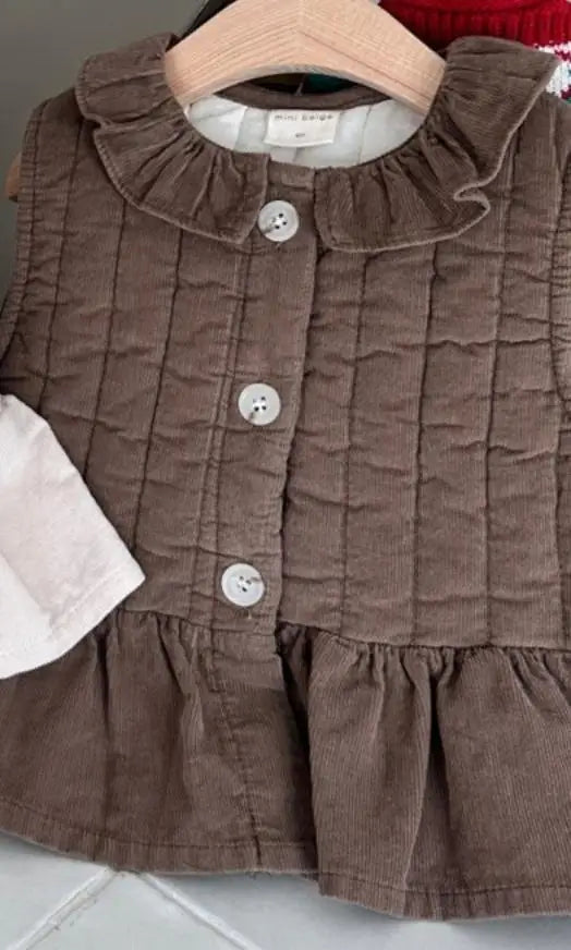 -キッズベスト キルティングペプラムベスト ジャケット 2カラー ガールズ 女の子 子供服 - mamahalo shop - ベスト -  べビー服 - 子供服 - 男の子 - 女の子