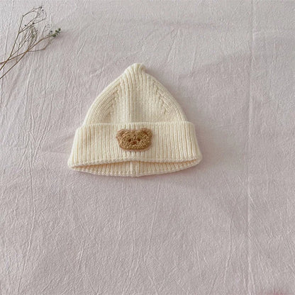 -ベビー帽子 ニットキャップ ニット帽 ベアくまワッペン ワッチキャップ 7カラー【mh0003634】 - mamahalo shop - ベビー用帽子 -  べビー服 - 子供服 - 男の子 - 女の子