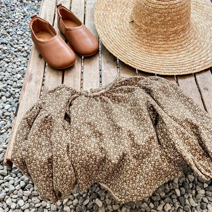 -キッズ フラワー 長袖 パフスリーブ ブラウス スモック - mamahalo shop - 長袖シャツ・ブラウス -  べビー服 - 子供服 - 男の子 - 女の子