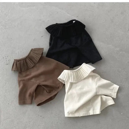 -ベビートップス フリルサークル襟長袖Tシャツ 3カラー - mamahalo shop - 長袖Tシャツ -  べビー服 - 子供服 - 男の子 - 女の子