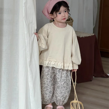 キッズパンツ フラワープリントルーズロングバルーンパンツ - mamahalo shop - ロングパンツ・スウェットパンツ -  べビー服 - 子供服 - 男の子 - 女の子