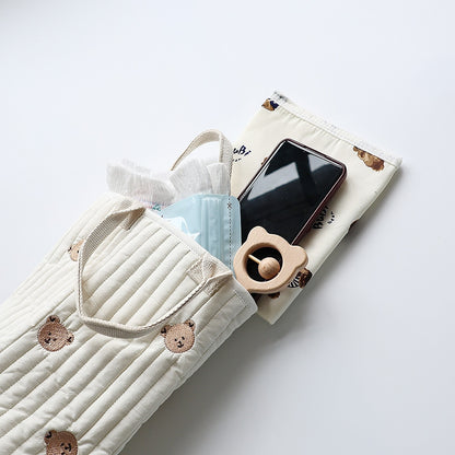 -キルティング 刺繍 バケツ バック ママバッグ くま オリーブ チューリップ - mamahalo shop - マザーズバッグ -  べビー服 - 子供服 - 男の子 - 女の子