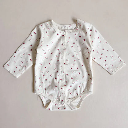 -ベビーロンパース プリント柄フロントボタン長袖ボディスーツ 3カラー【mh0006786】 - mamahalo shop - 長袖ロンパース -  べビー服 - 子供服 - 男の子 - 女の子