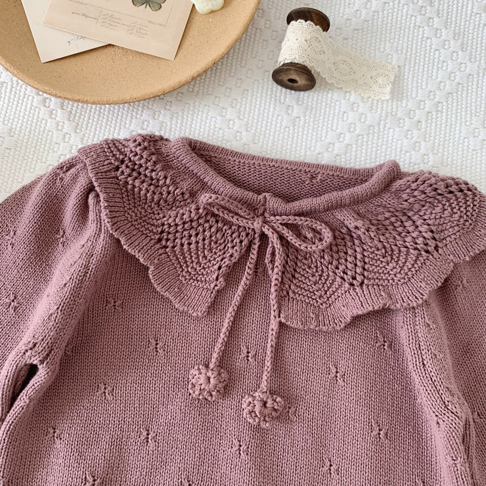 -キッズ ニット フリルカラー セーター トップス 3カラー ガールズ - mamahalo shop - ニット・セーター -  べビー服 - 子供服 - 男の子 - 女の子