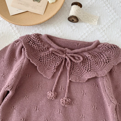 -キッズ ニット フリルカラー セーター トップス 3カラー ガールズ - mamahalo shop - ニット・セーター -  べビー服 - 子供服 - 男の子 - 女の子