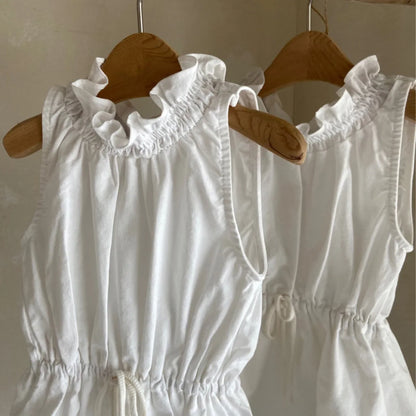 -ベビーロンパース ノースリーブウエストマークボディスーツ フラワー花柄プリント 2カラー【mh0005298】 - mamahalo shop - ノースリーブロンパース -  べビー服 - 子供服 - 男の子 - 女の子