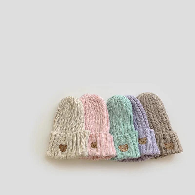 -ベビー キッズ くま ベア 刺繍 ニットキャップ ニット帽 帽子【mh0000126】 - mamahalo shop - ベビー用帽子 -  べビー服 - 子供服 - 男の子 - 女の子
