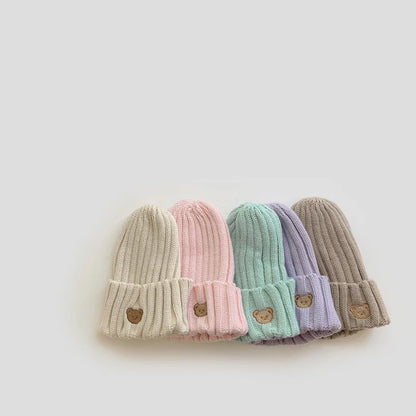 -ベビー キッズ くま ベア 刺繍 ニットキャップ ニット帽 帽子【mh0000126】 - mamahalo shop - ベビー用帽子 -  べビー服 - 子供服 - 男の子 - 女の子