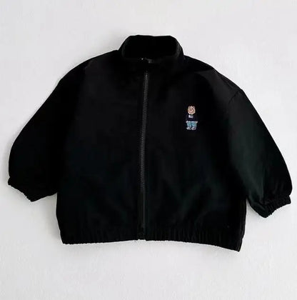 -ベビーアウター ウィンドブレーカー ジャンパー ジッパージャケット ベアくまワンポイント 日除け クーラー対策 4カラー - mamahalo shop - ショートコート・ジャケット・ジャンパー -  べビー服 - 子供服 - 男の子 - 女の子