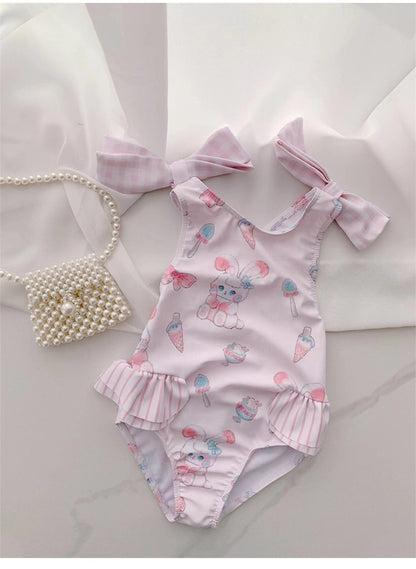 -キッズ 水着 チェック バニー うさぎ 半袖 ノースリーブ ワンピース ビキニ セパレートラッシュガード スイムウェア 6スタイル ガールズ【mh0002220】 - mamahalo shop - ベビー用水着 -  べビー服 - 子供服 - 男の子 - 女の子