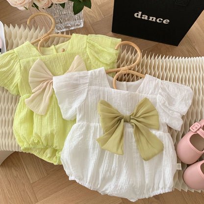 -ベビーロンパース 半袖リボンボディスーツ 2カラー【mh0005061】 - mamahalo shop - 半袖ロンパース -  べビー服 - 子供服 - 男の子 - 女の子