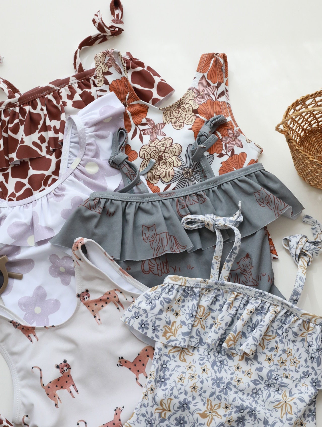 -キッズ 水着 フラワー 花柄 ノースリーブ ワンピース ビキニ セパレート 帽子 セット スイムウェア 14スタイル ガールズ【mh0002216】 - mamahalo shop - ベビー用水着 -  べビー服 - 子供服 - 男の子 - 女の子