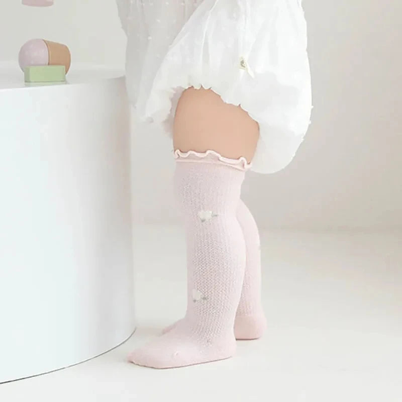 -ベビーソックス 靴下3足セット フリルハイソックス フラワー花柄 - mamahalo shop - ベビー用靴下・タイツ -  べビー服 - 子供服 - 男の子 - 女の子