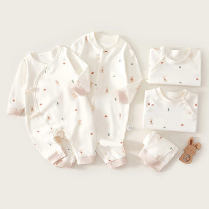 -ベビーロンパース  長袖ジャンプスーツ ベアくまうさぎプリント【mh0006479】 - mamahalo shop - 長袖ロンパース -  べビー服 - 子供服 - 男の子 - 女の子