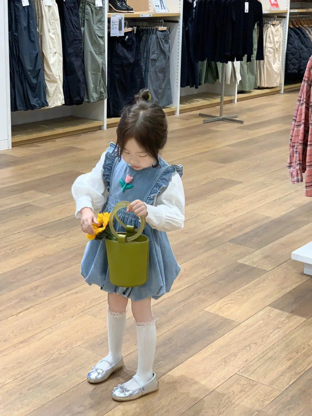 -キッズデニムフリルバルーンノースリーブワンピース【mh0004882】 - mamahalo shop - ノースリーブワンピース -  べビー服 - 子供服 - 男の子 - 女の子